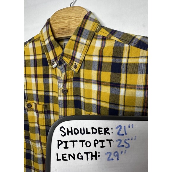 Duluth Trading‎ Free Swingin Plaid Flannel Shirt Yellow Men’s Size Large - Picture 7 of 7